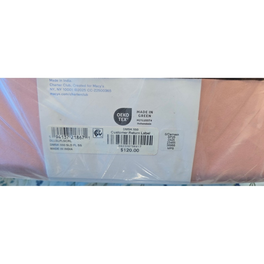Charter Club Damask Full Sheet Set 550 Thread Count 100% Cotton Rose Pink New - Picture 2 of 6